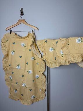3 Nancy Koltes Shams Yellow Gingham Ruffle Dandelion Floral Custom Made